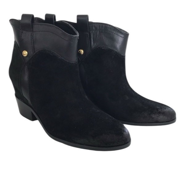 Ivanka Trump Black Leather & Suede Ankle Booties - Picture 13 of 16